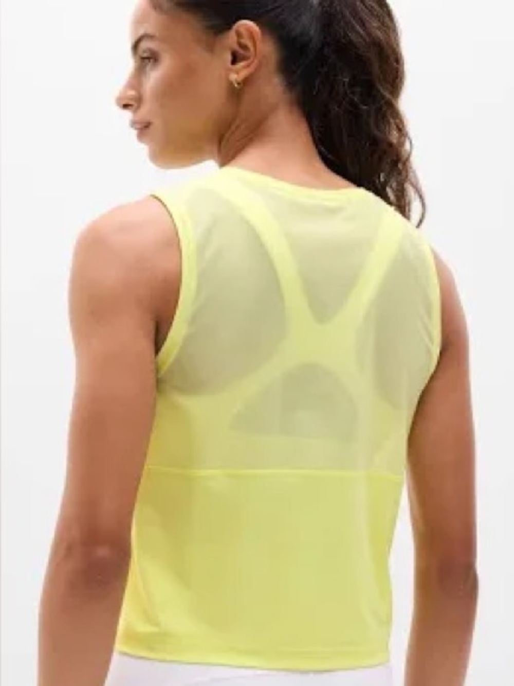 Athleta ultimate muscle tank Lightweight Yellow Mesh Workout - size large